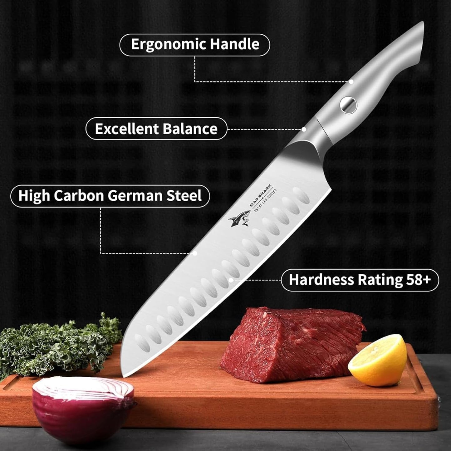 MAD SHARK Superior Santoku 8" Chef Knife