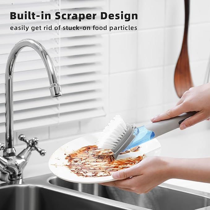SUBEKYU Dual Dish Scrubbers with Soap Dispenser