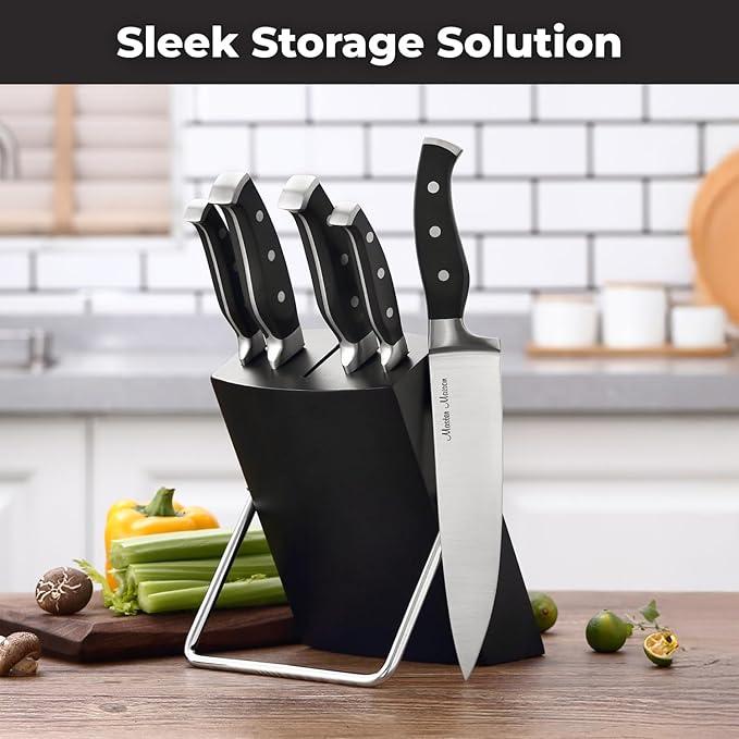 ChefMaster 7-Piece German Steel Knife Set with Block