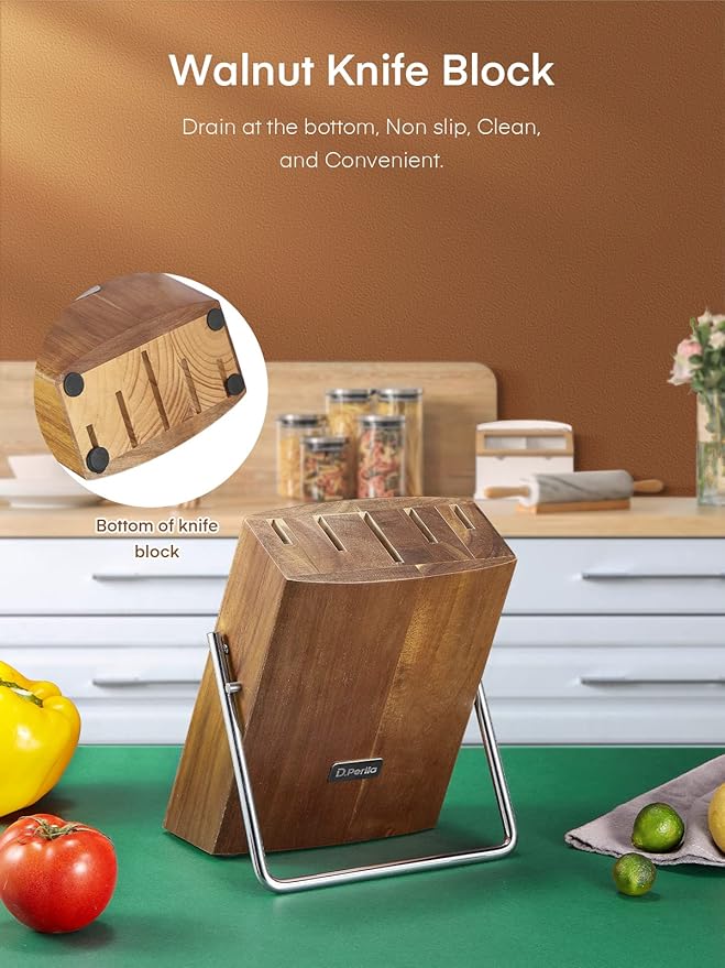 D.Perlla Precision 6-Piece Knife Set with German Steel & Acacia Block