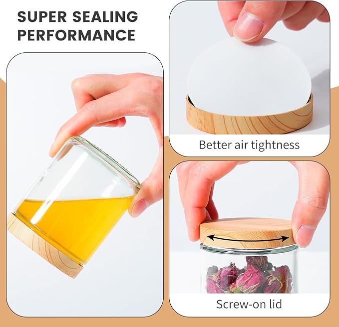 AQSXO 8oz Thick Glass Storage Jars, 6 Pack