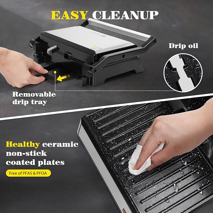 Aigostar 1200W 3-in-1 Panini Press & Indoor Grill