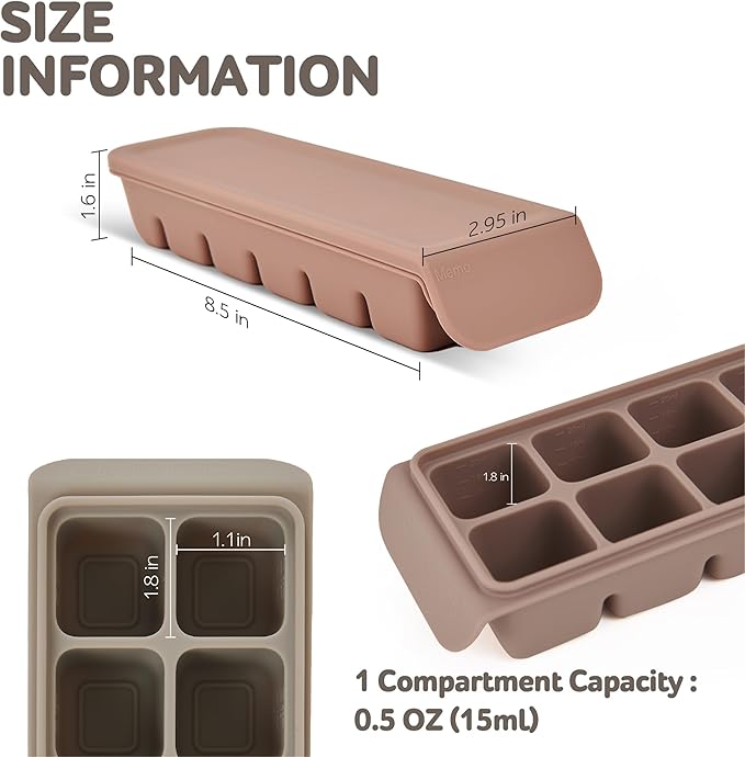 Silicone Baby Food Storage Tray with Leakproof Lid - 12 Section, BPA-Free