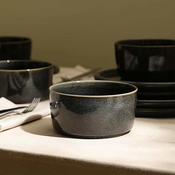 Eden Charcoal 12-Piece Stoneware Dinner Set
