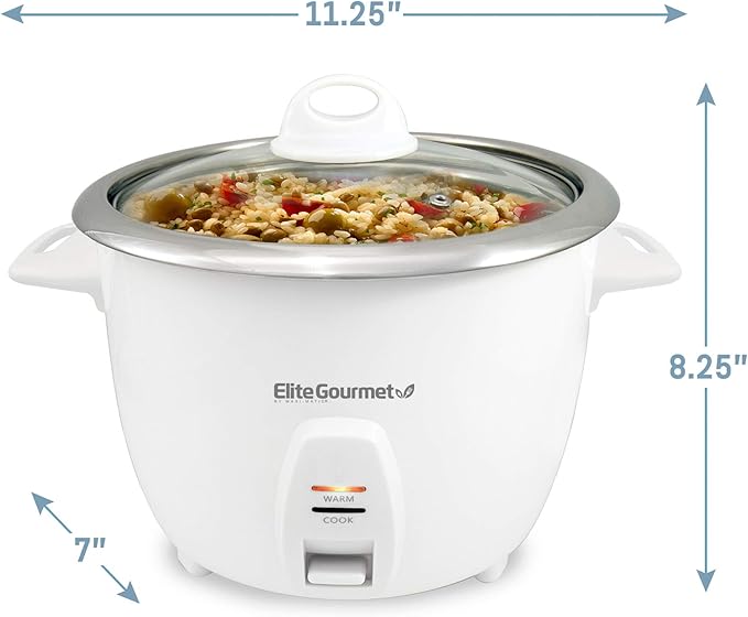 Elite Gourmet 10-Cup Stainless Rice Cooker and Warmer