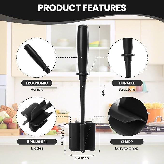 EZChop Premium Meat Masher - Heat-Resistant - Non-Stick Kitchen Helper - Black