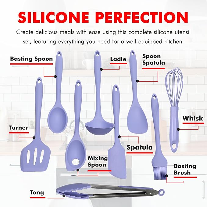 Chef Craft Silicone 9-Piece Kitchen Set in Pastel Blue