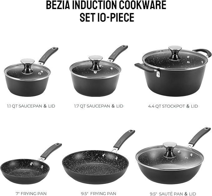 BEZIA 10-Piece Non-Stick Induction Cookware Set