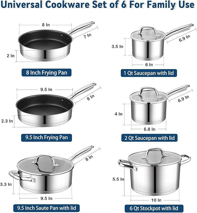 P&P CHEF Deluxe Stainless Steel 10-Piece Cookware Set