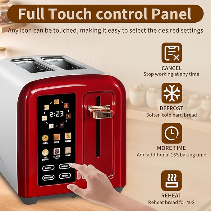 SEEDEEM 2-Slice Smart Toaster with Touchscreen and Fast Heating