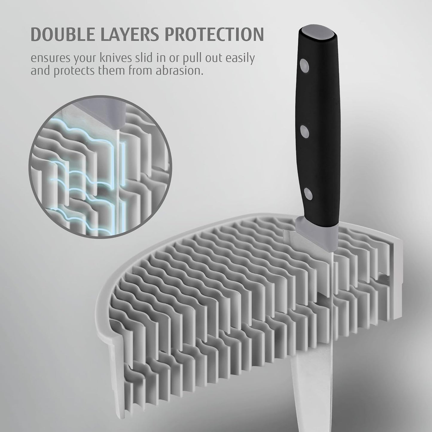 hecef 6-Piece Stainless Steel Knife Set with Block