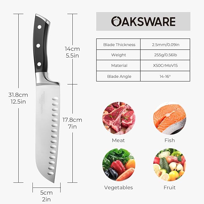 SteelSharp 7-Inch Santoku Knife - Precision German Steel with Pakka Wood Handle