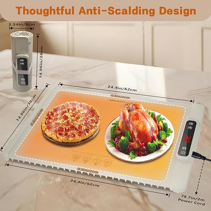 HeatMat Pro Food Warmer - Adjustable Temperature & Timer