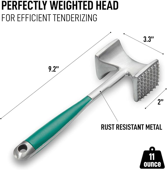 Zulay Dual-Sided Meat Hammer - Comfort Grip & Heavy Duty - 10" Red