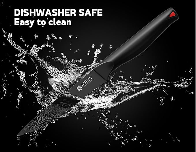 Elegant Serrated Steak Knife 6-Set in Black Box