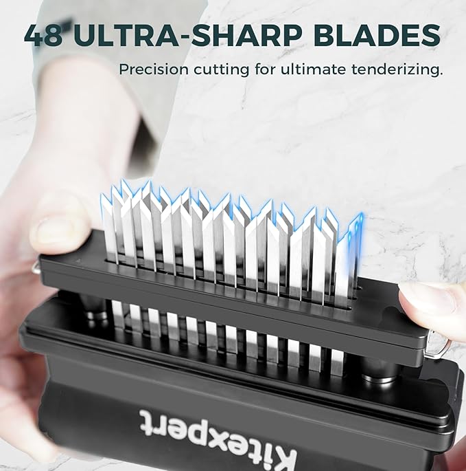 Kitexpert Meat Tenderizer 48 Ultra Sharp Blades Meat Tenderizer Tool with Stainless Steel Needle Detachable Base for Easy Cleaning Heavy Duty Tenderizer for Chicken Steak