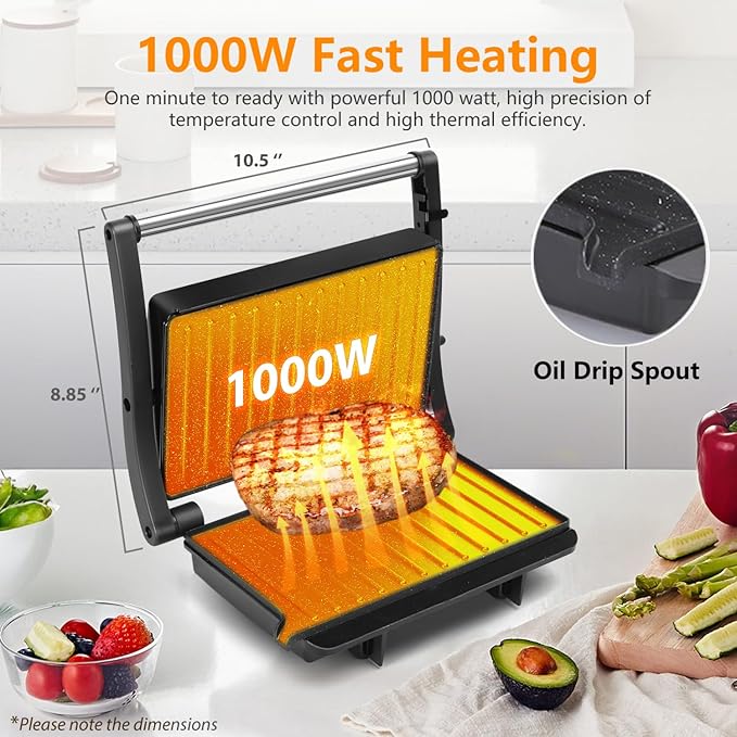 Aigostar Ceramic Panini & Grill Master 1000W