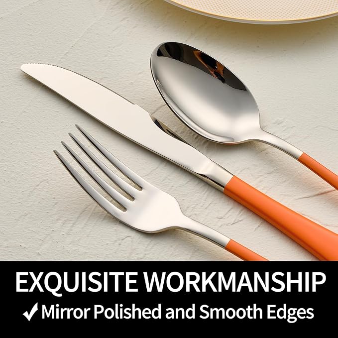 20-Piece Orange Stainless Steel Flatware