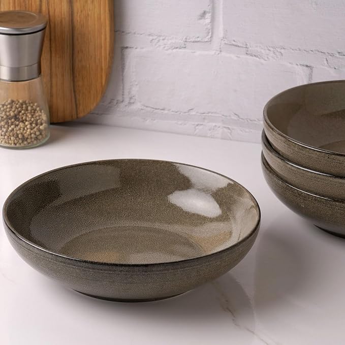 Tempus Stoneware Pasta Bowl Set - 40 oz Dark Olive