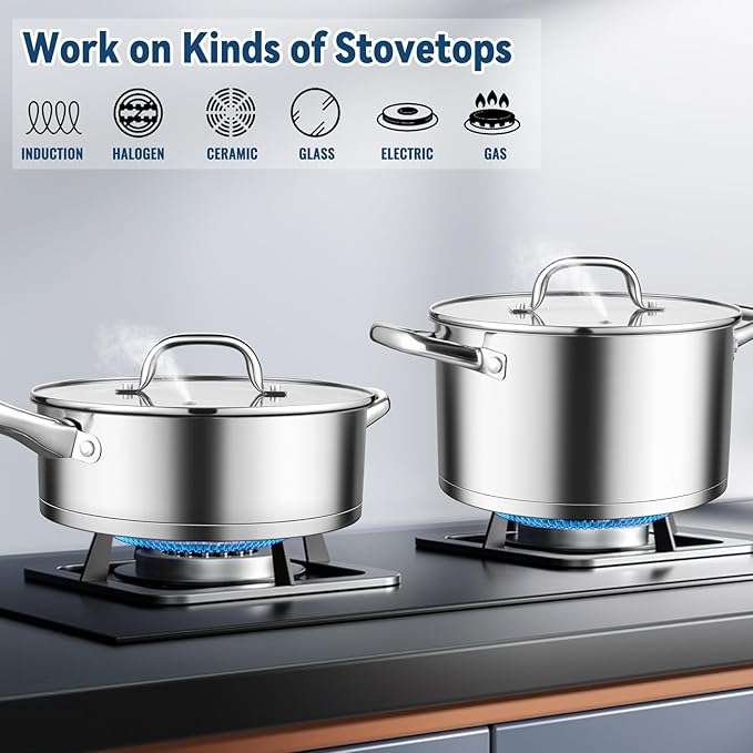 P&P CHEF Deluxe Stainless Steel 10-Piece Cookware Set