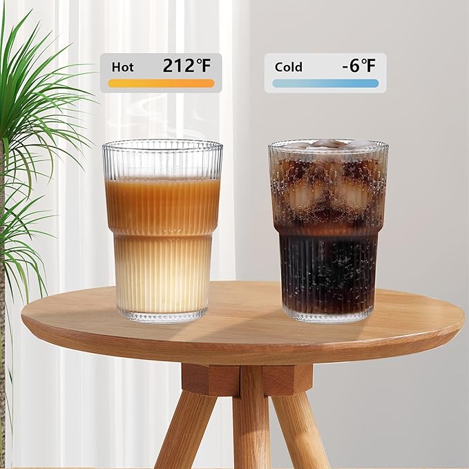 CLARITY 17OZ Stackable Acrylic Glass Set - 8 Unbreakable BPA-Free Tumblers