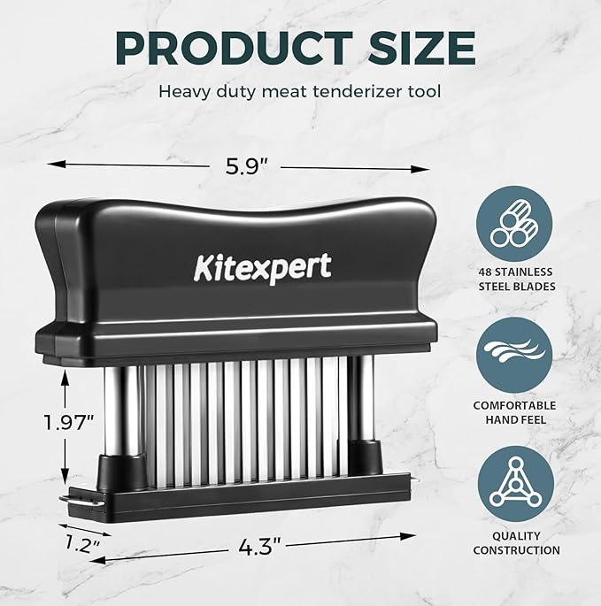Kitexpert Meat Tenderizer 48 Ultra Sharp Blades Meat Tenderizer Tool with Stainless Steel Needle Detachable Base for Easy Cleaning Heavy Duty Tenderizer for Chicken Steak