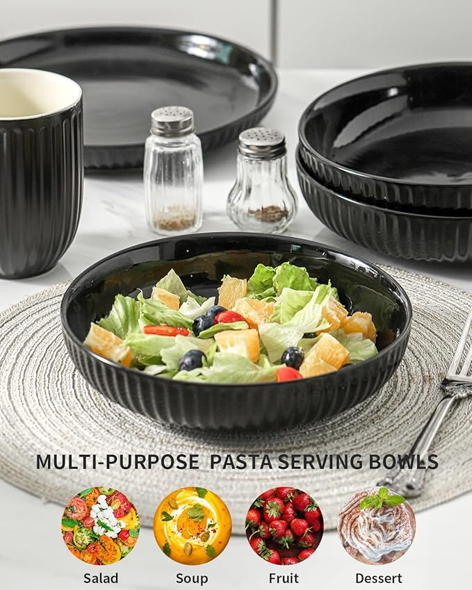 Hasense 4-Piece 30oz Porcelain Pasta Bowl Set