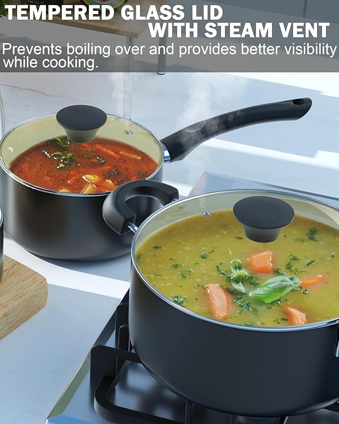 HomeChef 10-Piece Black Ceramic Cookware Set