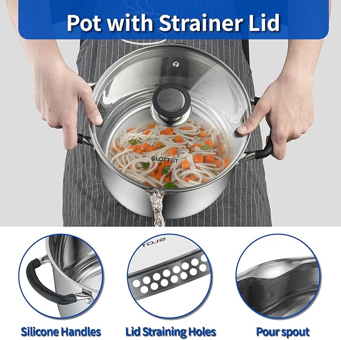 SLOTTET 6Qt Stainless Steel Multipurpose Stockpot