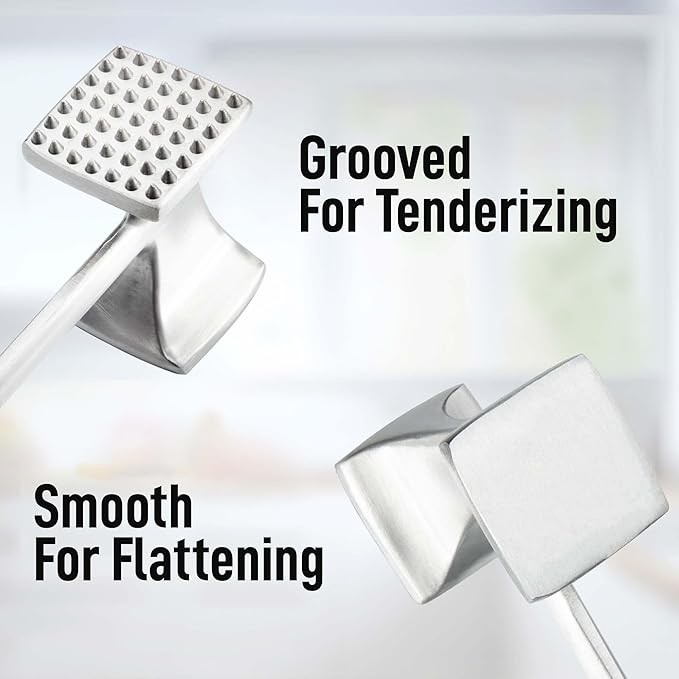 Zulay Dual-Sided Meat Hammer - Comfort Grip & Heavy Duty - 10" Red