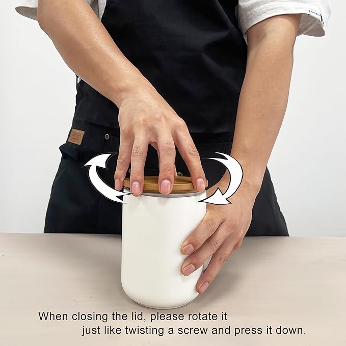 CeramiSeal White Kitchen Canister Set with Airtight Bamboo Lids (3 Pc)