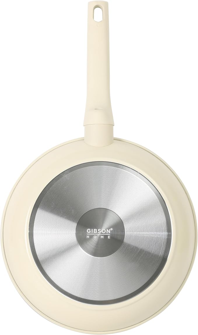 Gibson Home Barnsdall 10-Piece Deluxe Ceramic Cookware Set - Linen White/Grey