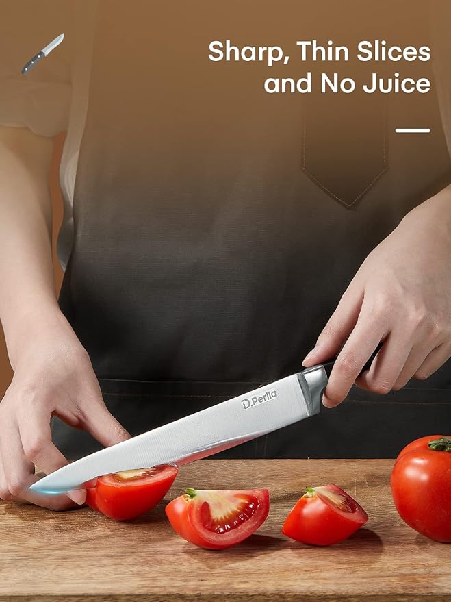 D.Perlla Precision 6-Piece Knife Set with German Steel & Acacia Block