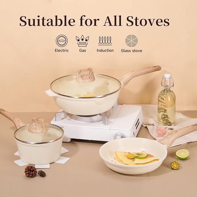 White Granite Induction Kitchen Set 14 Pc