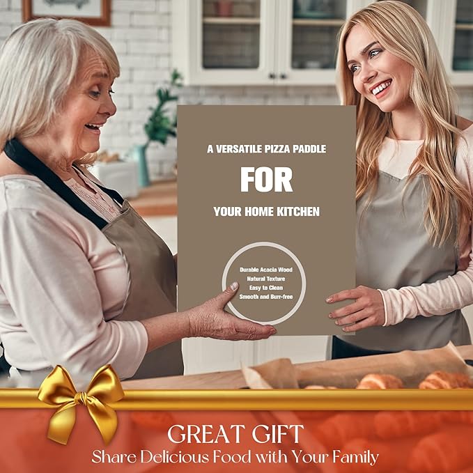 Acacia Elegance Round Cutting Board 16.5x13 - Large Wood Board with Handle