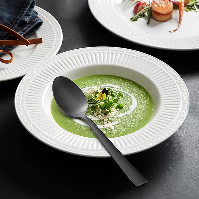 Matte Black 12-Piece Dinner Spoons Set