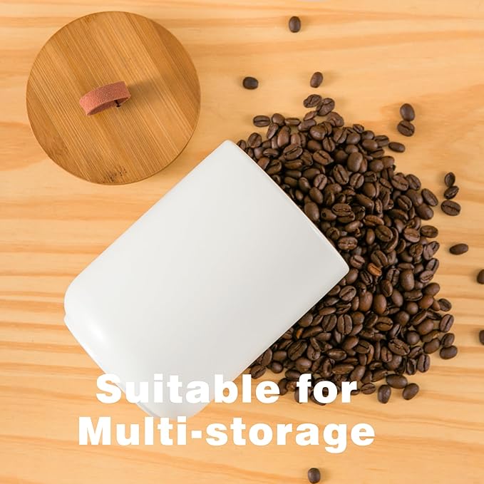 CeramiSeal White Kitchen Canister Set with Airtight Bamboo Lids (3 Pc)