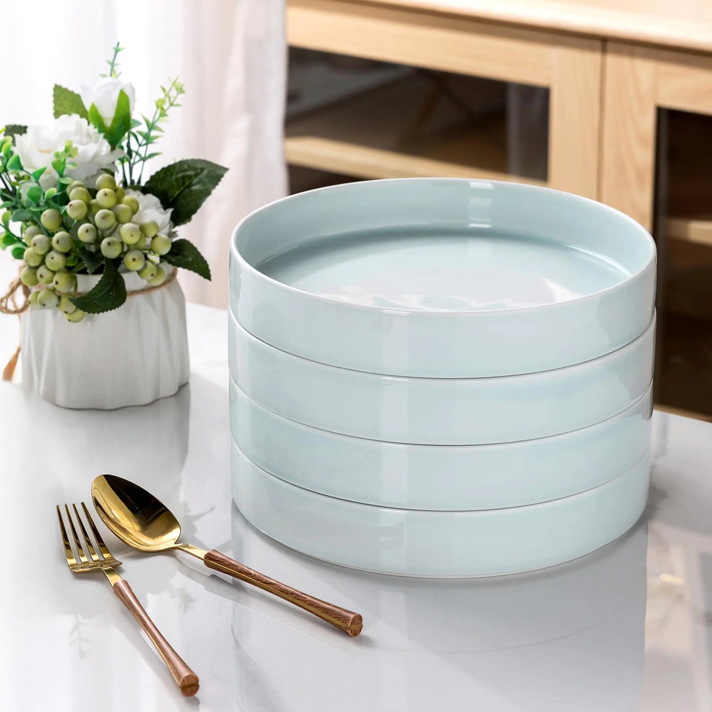 OceanWave 30Oz Ceramic Pasta Bowls - Set of 4