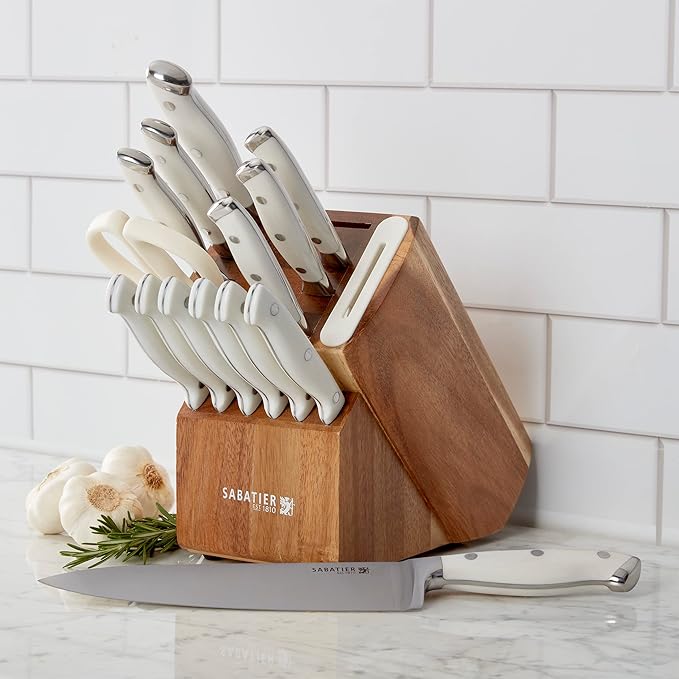 Sabatier 15-Piece Precision Edge Knife Set with Acacia Block