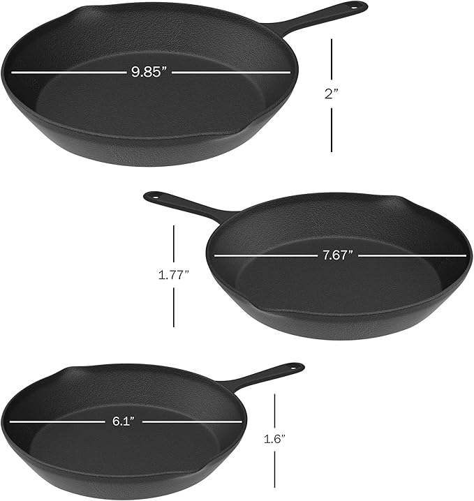 Home-Complete Cast Iron Trio Skillets