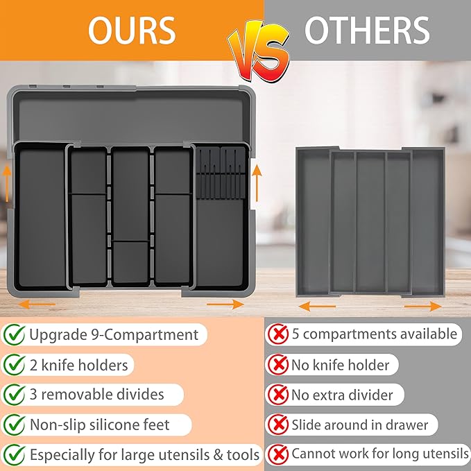 Expandable Kitchen Utensil & Knife Organizer