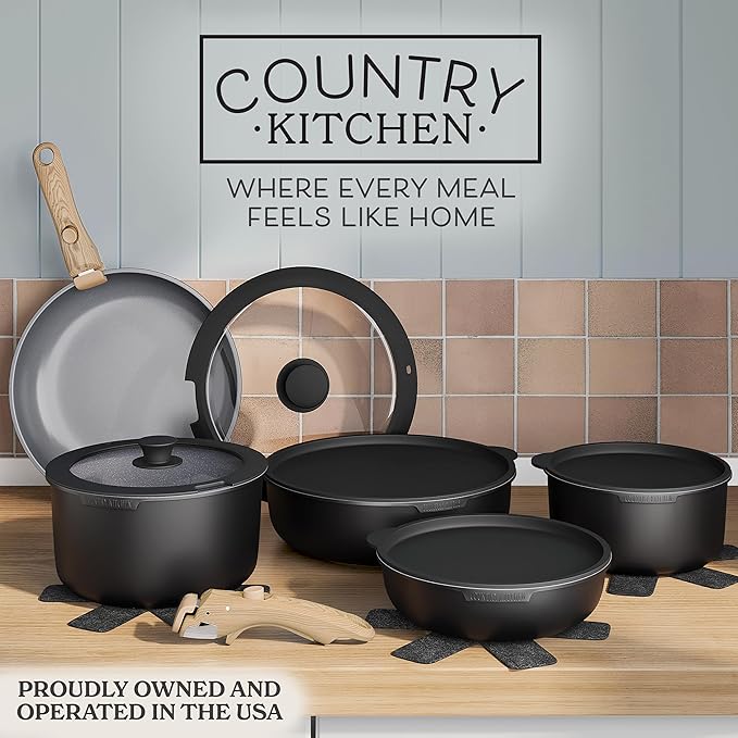 Rustic Chef Stackable Cookware Set with Detachable Handles