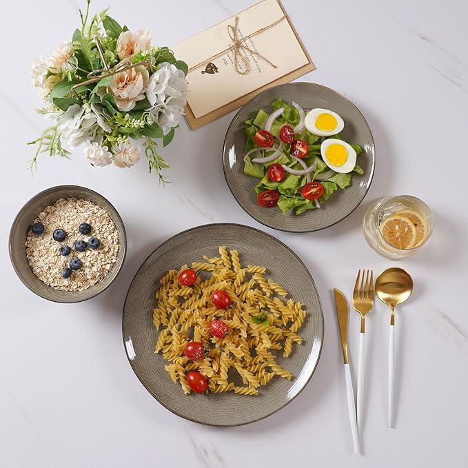 Famiware Tempus 18-Piece Stoneware Dining Set - Dark Olive