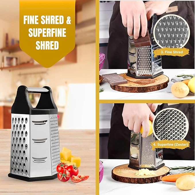 6-in-1 Stainless Steel Multi-Grater with Container