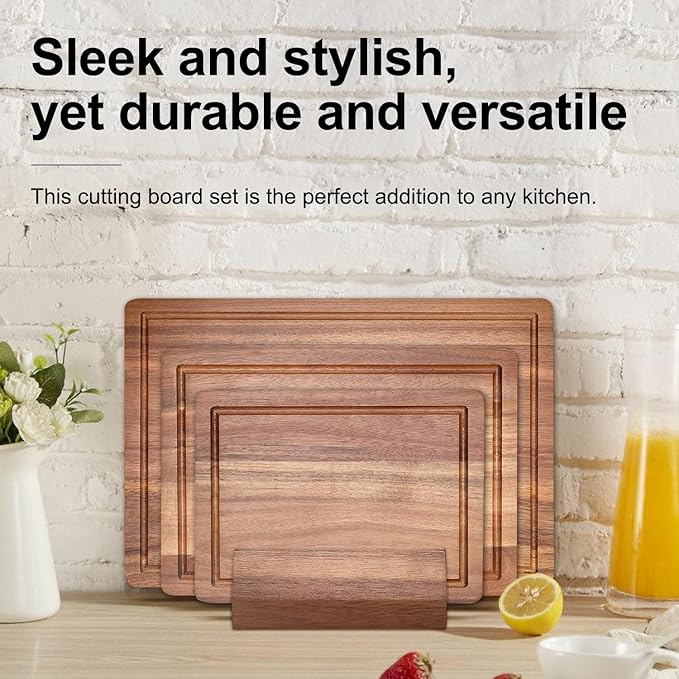 Acacia Wood 3-Piece Cutting Board Set