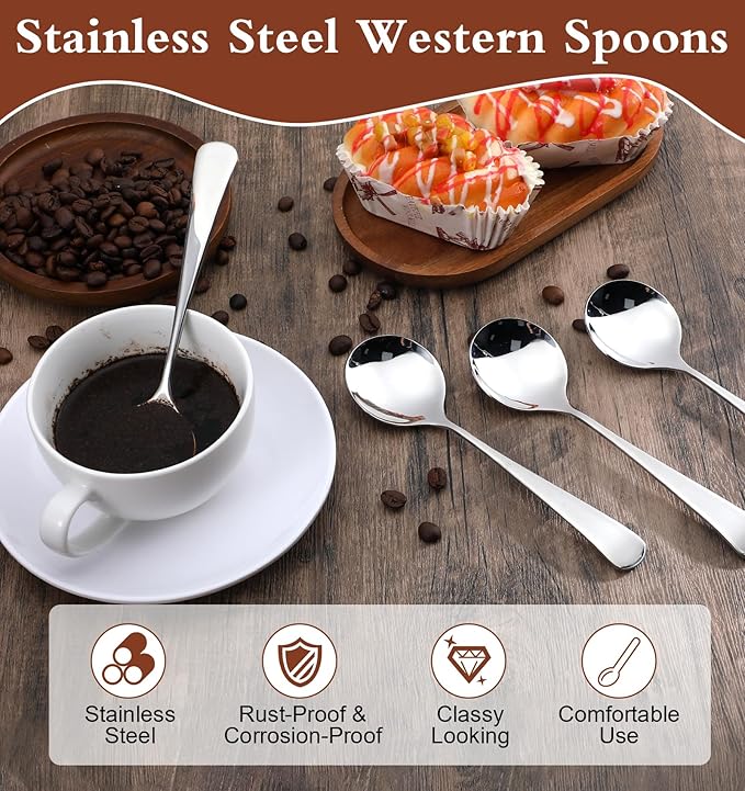Stainless Steel Round Soup Spoons 4-Pack