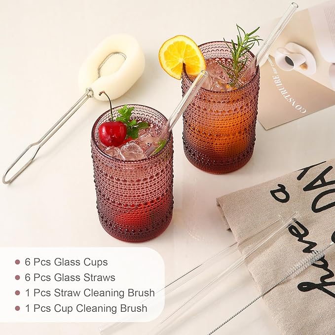 Vibrant Hobnail Glassware Set - 6pcs, 14.5oz