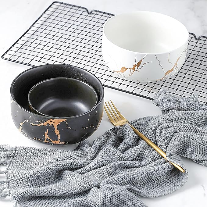 Gilded Marble 17OZ Cereal Bowl - Microwave Safe