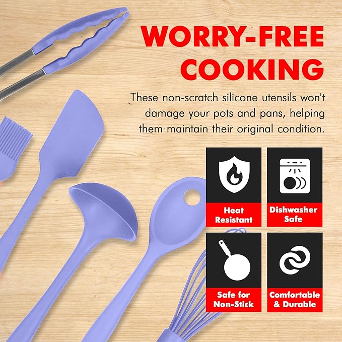 Chef Craft Silicone 9-Piece Kitchen Set in Pastel Blue