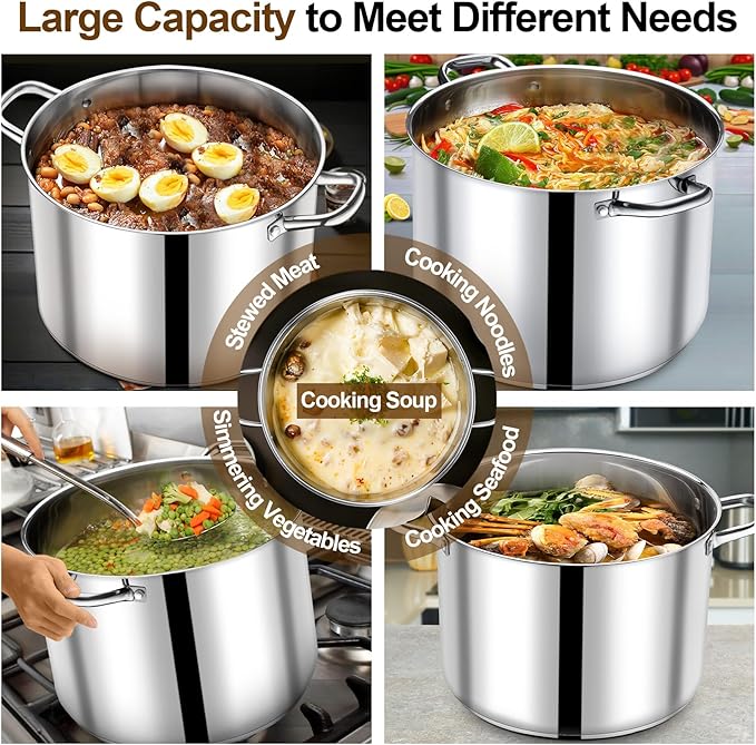 Chef's Choice 24QT Stainless Steel Stockpot with Glass Lid